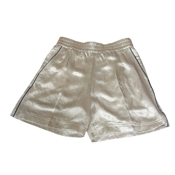 Helmut Lang Women's RRP $325 Crinkle PJ Shorts Ivory Beige Pockets Pullon Size S - Picture 1 of 6